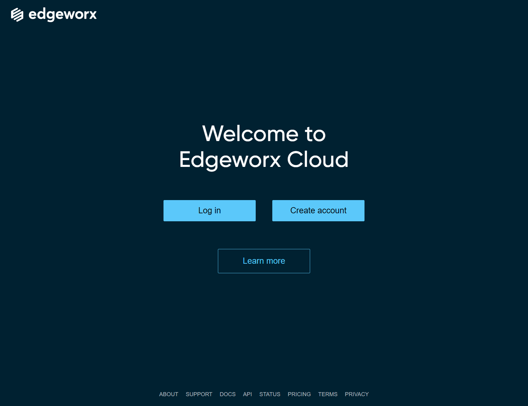 Edgeworx Cloud Welcome Page